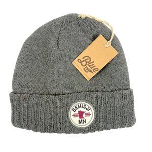 Blue 84 Dark Heather Gray Knit Hat Ribbed Cuff Bemidji MN Patch Acrylic NWT